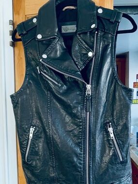 Mackage Black Leather Moto Vest